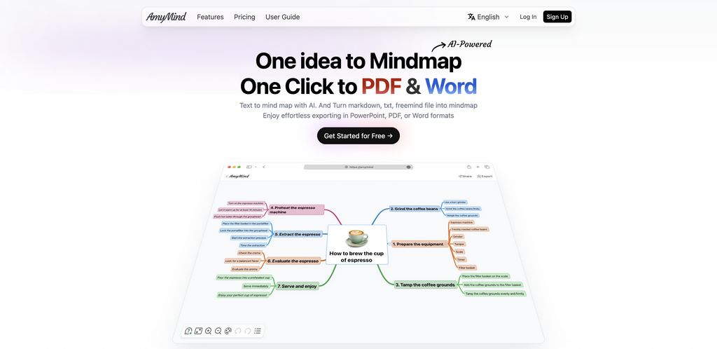 AmyMind:开箱即用的在线AI思维导图工具