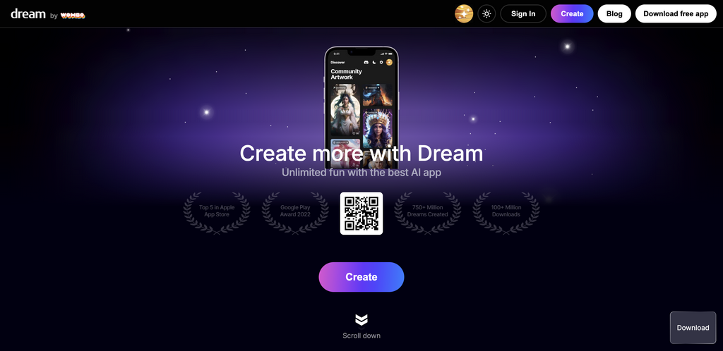 Dream.ai:WOMBO推出的AI艺术画生成工具